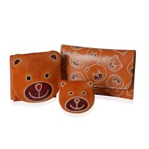 Bear Coin Pouch, Keychain and Wallet Orange Genuine Leather Hand Painted NEW - $15.83