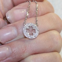 4 Leaf Clover Diamond Alternatives Pendant Necklace 14k White Gold over ... - £37.20 GBP