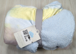 Target Cloud Island baby blanket pastel rainbow stripes soft blue sherpa back - $51.97