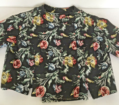 vintage Tapestry Jacquard woven short jacket blazer black with  floral p... - $709.60 MXN