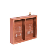 NEW His &amp; Hers Beer Caps &amp; Wine Corks Dual Compartment Wood Shadow Box - $14.95