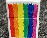 Zippo Wind-Proof Lighter Gay Pride Flag on Matte White ~ New! - $24.18