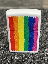 Zippo Wind-Proof Lighter Gay Pride Flag on Matte White ~ New! - $24.18