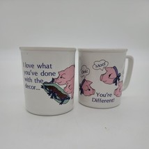 Vtg 80s Treasure Masters Pig-Tales Coffee Cups Mugs Farm Country Set Of ... - $14.03