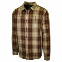 prAna Men&#39;s Red Brown Gold Cream Plaid L/S Woven Shirt (S56) - £12.38 GBP