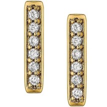 1/10CT Vrai Diamant Rond Mini Barre Clou Boucles 14K Argent Plaqué or Jaune - £144.96 GBP