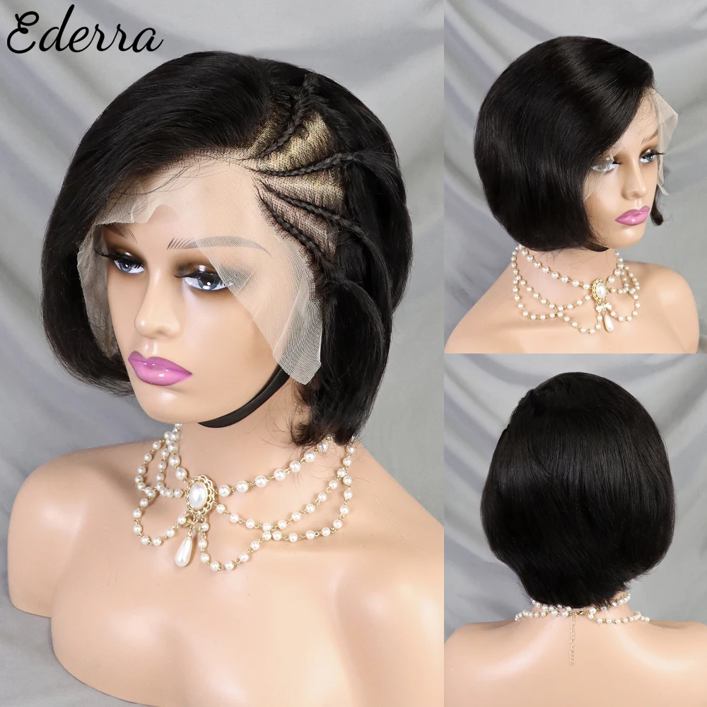 Pixie Cut perruque Short Curly Human Hair Wigs perruque Braid Cheap Remy Ha - £48.37 GBP