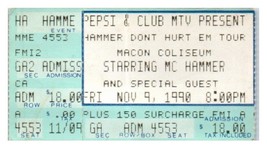 MC Hammer Concert Ticket Stub November 9 1990 Macon Georgia - £19.54 GBP