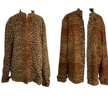 Womens Jacket Size XL Reversible Animal Print Open Front Brown Rust Colored - £19.47 GBP