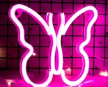 NEW Pink Butterfly Neon Sign LED Light USB or battery power 9 x 7.5 in. ... - £5.85 GBP