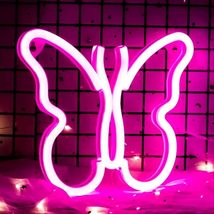 NEW Pink Butterfly Neon Sign LED Light USB or battery power 9 x 7.5 in. ... - £5.85 GBP