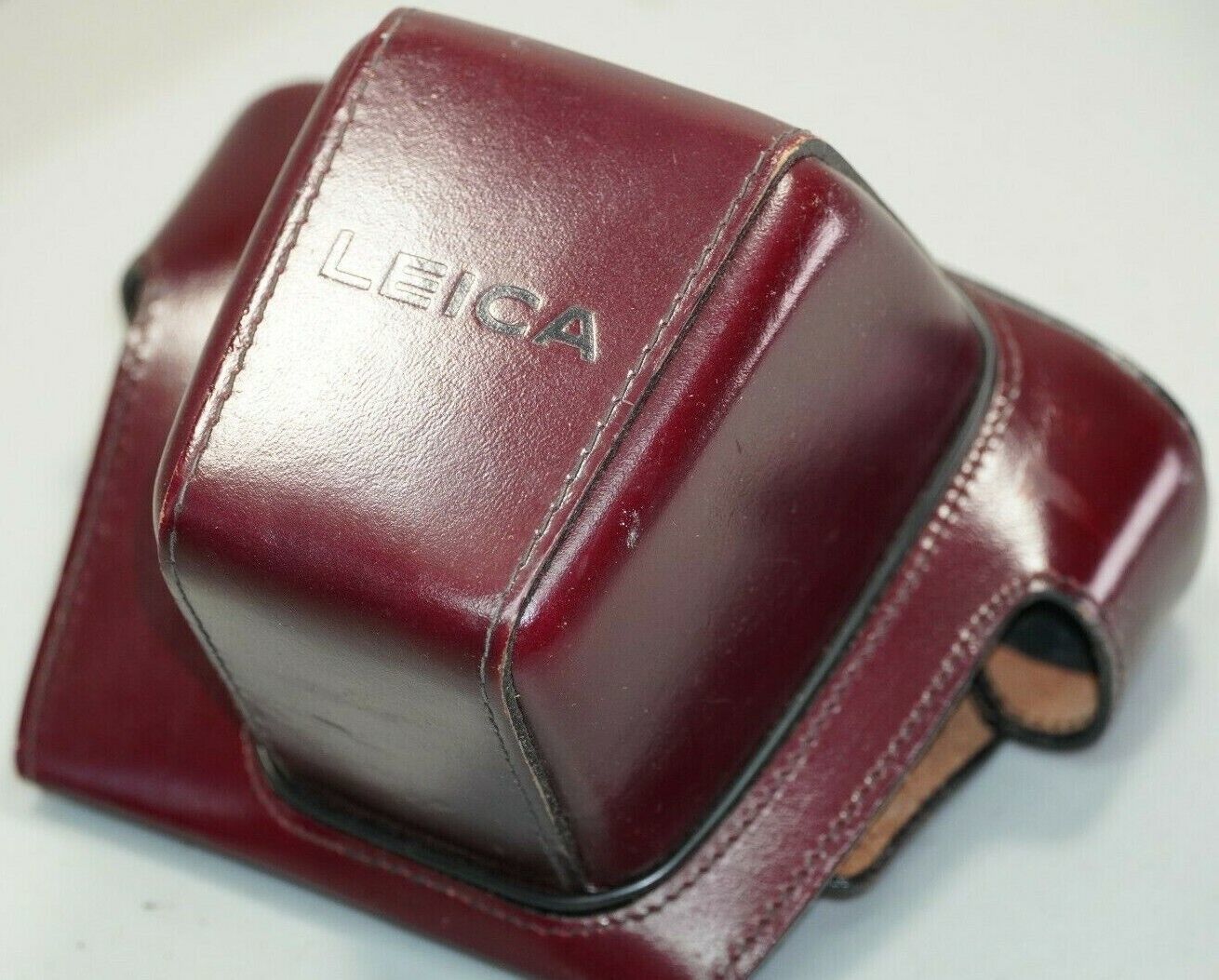 Vintage Leica Leather 35MM Film Camera Case Deep Red Brown Vintage Free Ship! - $28.66