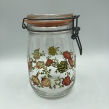 Vintage France 1 L Glass Canister Jar Veggies Mushrooms Onions Hinged Li... - £10.98 GBP