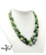 Vintage Green Pearl &amp; Glass Bead Double Strand Necklace - Japan - 15&quot; - ... - £18.74 GBP