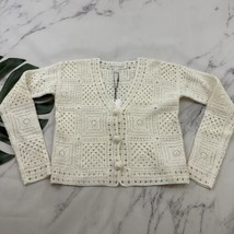 Chelsea &amp; Theodore Womens Crochet Cardigan Sweater Size XS New White Cro... - $24.74