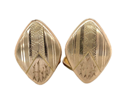 Pair of 10k Yellow Gold Diamond Shape Men&#39;s Cufflinks with Monogram (#J6874) - $336.60