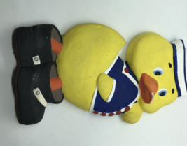Vintage Chalkware Duck Wearing Sailor Cap Rubber Boots hand made kitsch - $17.81