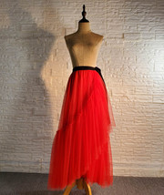 Women Red Wrap Tulle Skirts High Waisted Red Wrap Skirt Party Skirt Outfit Plus