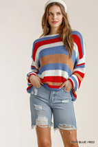 Multicolored Stripe Round Neck Long Sleeve Knit Sweater - $682.41 MXN