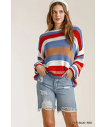 Multicolored Stripe Round Neck Long Sleeve Knit Sweater - $682.41 MXN