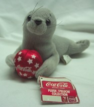 Coca-Cola COKE CUTE GRAY SEAL W/ BALL 7&quot; Bean Bag Stuffed Animal TOY NEW... - £11.68 GBP