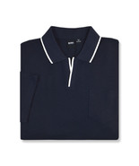 Hugo Boss Mens Navy Blue Open V-Neck Collar Pique Polo Shirt, XL XLarge ... - $126.72