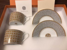 Hermes Mosaique au 24 Tea Cup Gold Porcelain Tableware Coffee New - $839.26
