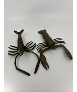 Vintage 2 MCM Brass 8” Lobster &amp; Shrimp Crawfish Nautical Aged Patina Wa... - $56.17 CAD