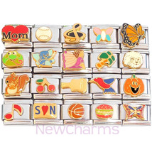 20 Italian Charms - Guitar Palm Tree Butterfly Dog Pumpkin Frog Note More MIX120 - £11.85 GBP