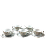 5 Sets English Garden Coffee Tea Cups Saucers 1221 Japan Blue Pink Flowe... - $34.55