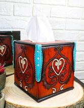 Western Cowgirl Red Valentines Love Heart Lace Scrollwork Tissue Box Cov... - $30.99