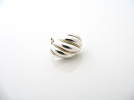 Tiffany &amp; Co 18K Gold Rope Silver Shell Omega Backs Gift SINGLE EARRING ... - £116.42 GBP