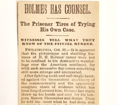 1895 H.H. Holmes Hires Attorney Worlds Fair Serial Killer Article Victor... - $1,491.01 MXN