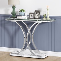 O&amp;K Furniture Silver Glass Console Tables For Entryway,Glass Entryway Table With - £145.08 GBP