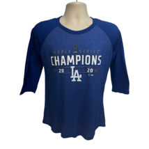 Los Angeles LA Dodgers 2020 MLB Champions Blue Graphic Tee Medium 3/4 Sleeve - £19.75 GBP