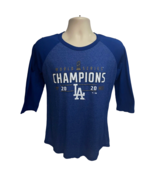Los Angeles LA Dodgers 2020 MLB Champions Blue Graphic Tee Medium 3/4 Sl... - £19.38 GBP