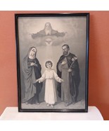 Antique Framed Belgian Holy Family Print - Religious Catholic Art - Sacr... - $130.08 CAD