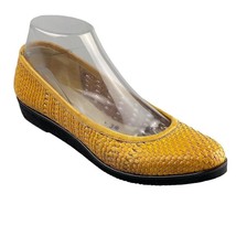 Rangoni of Florence Shoes Yellow Woven Leather Ballet Flat Wedges Womens... - $22.49