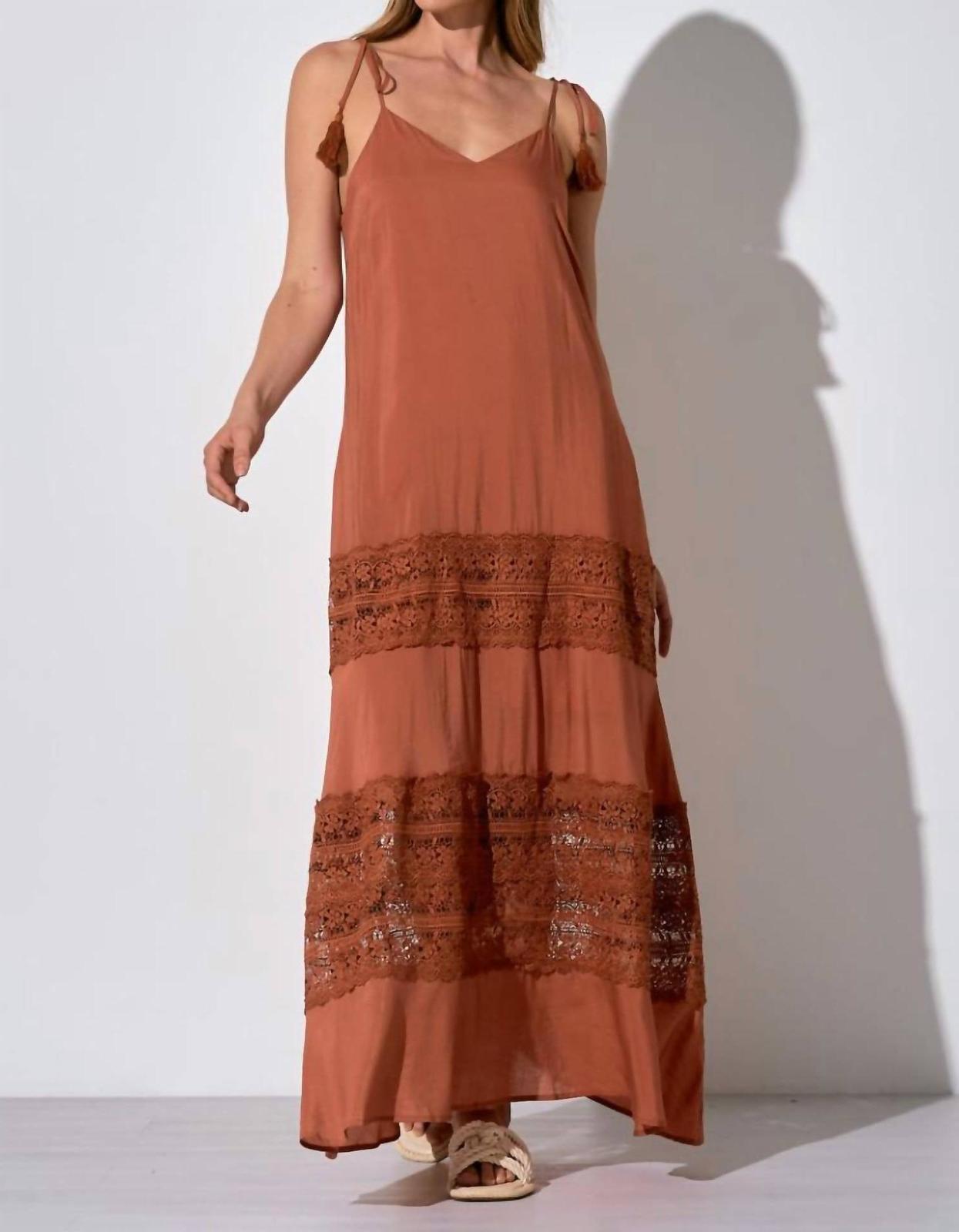 Elan Terracotta Lace Detail Maxi Dress Clay - $47.00