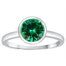 1.56CT Womens Unique 14K Wg Solitaire Setting Emerald Engagement Ring Size 6 - £237.90 GBP