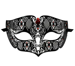 Black Red Male Diamond Design Laser Cut Venetian Masquerade Metal Mask Men - £10.27 GBP