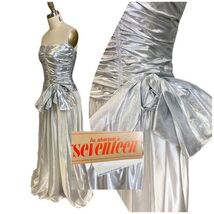 VTG 1970s Nadine Prom Dress Strapless Metallic Silver White Maxi Gown NW... - $221.71