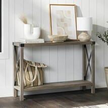 Industrial Farmhouse Entryway Table / Console Table in Taupe Grey Wood Finish - $331.49