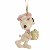 Lenox Peanuts Belle&#39;s Christmas Surprise Ornament Snoopy&#39;s Sister Beagle Dog NEW - $53.00