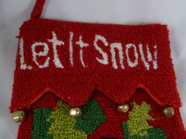Christmas Stocking Hooked RugS nowman Let It Snow Design 18&quot; long - £15.52 GBP