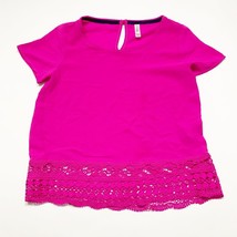 Xhilaration Hot Pink Size XS Blouse Top Shirt Cropped Crochet Lace Cut O... - $4.39
