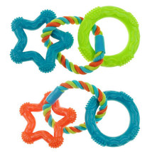 Rope &#39;N Rings Dog Dental Toys Flexible Rubber Star &amp; Ring 8&quot; Pick Orange or Blue - £10.33 GBP