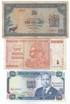 Rhodésie, Zimbabwe, Kenya, plein De 3 Différentes Billets Banque, Vieux ... - $54.70
