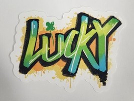 Lucky Graffiti Looking Word with Shamrock Multicolor Sticker Decal Embellishment - £2.30 GBP