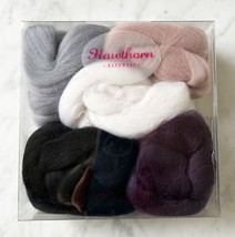 Hawthorn Merino Wool Bundle Felting Wool Tops - 5 Winter Colors 100g Total - £13.62 GBP